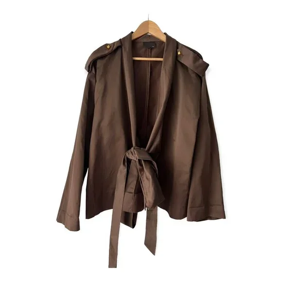 Fendi Brown Front Wrap Collared Jacket